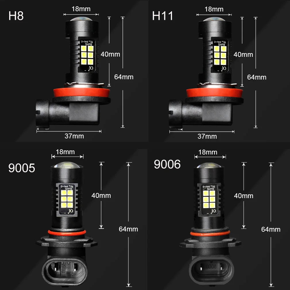 H8 H11 Led HB4 9006 HB3 9005 Fog Lights Bulb 3030SMD 1200LM 6000K White Car Driving Runnin