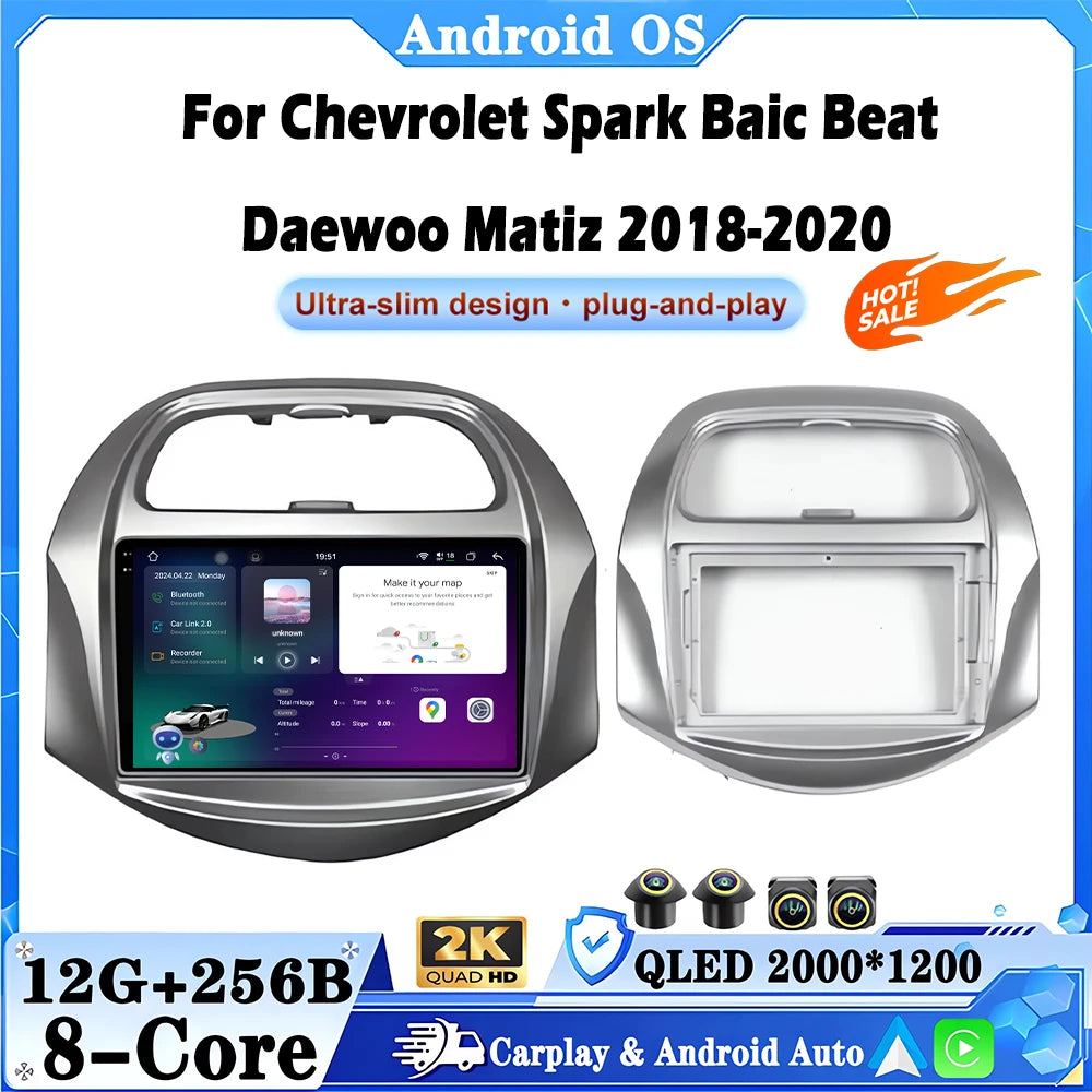 9 lnch For Chevrolet Spark Baic Beat Daewoo Matiz 2018-2020 Car Radio Multimedia Video Pla