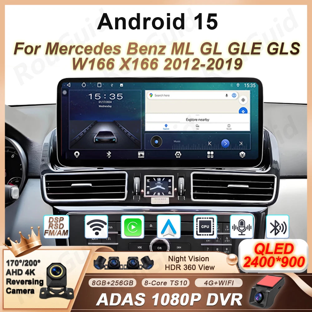 12.3'' Android Car Radio For Mercedes Benz ML GL GLE GLS W166 X166 2012 2013 2014 - 2019 S | AUTOKITSHOP
