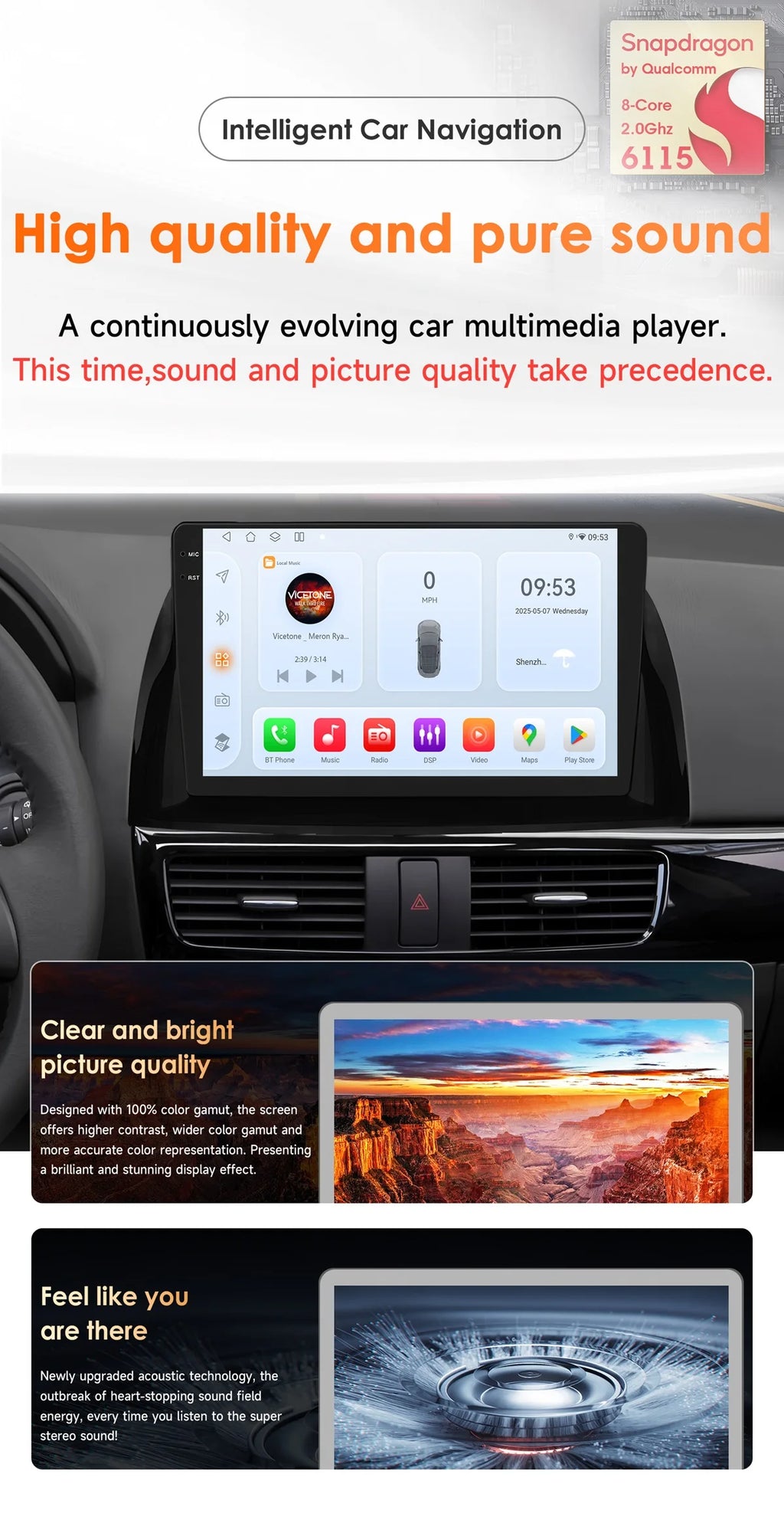 Android 14 Car Radio Autoradio for Mazda CX5 CX-5 2012-2015 BySnapdragon 6115 multimedia G