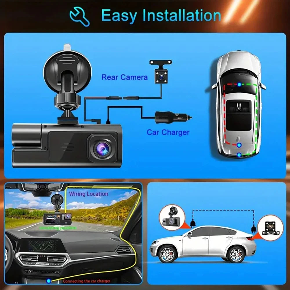 3Camera Dash Cam 2cam Car Camera 1080P Video Recorder WIFI Car DVR Front Rear View Camera Night Vision Black Box Car Accessories
