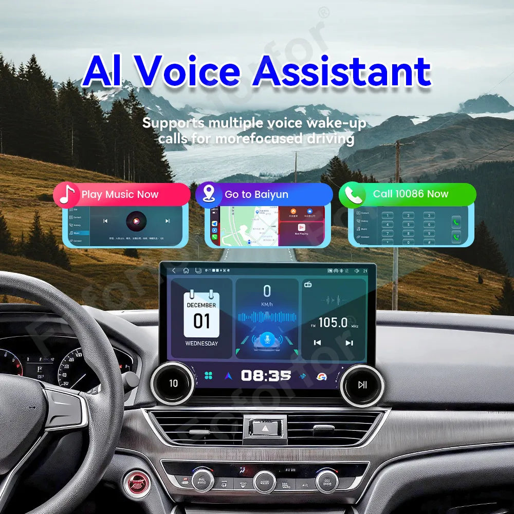 Slim Large 11.5 Inch HD Touch Screen Android 15 Wireless CarPlay GPS Multimedia DSP Head U