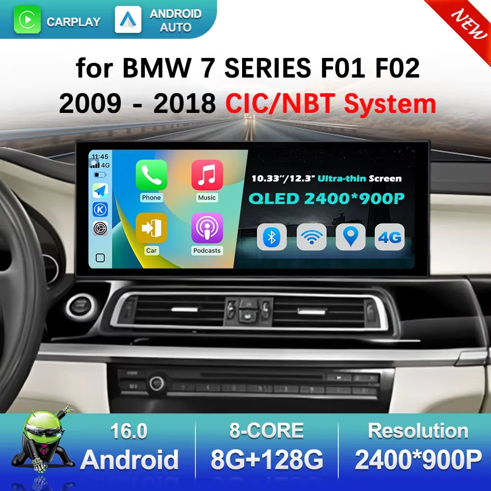 Android 16 Carplay for BMW 7 SERIES F01 F02 2009 - 2018 CIC NBT System Car Video Multimedi
