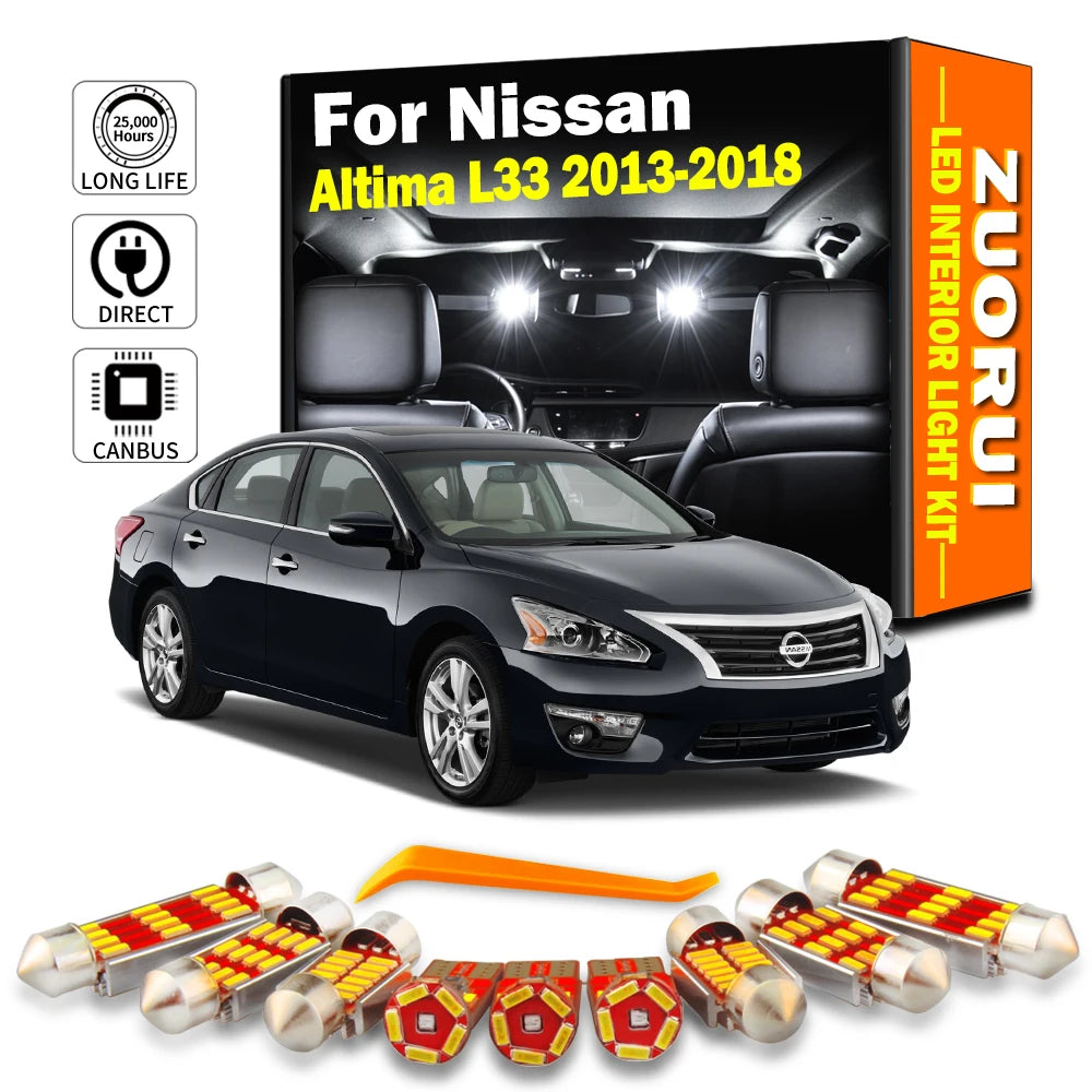 13-Piece LED Interior Light Kit for Nissan Altima L33 - Canbus Error-Free Bulbs | AUTOKITSHOP