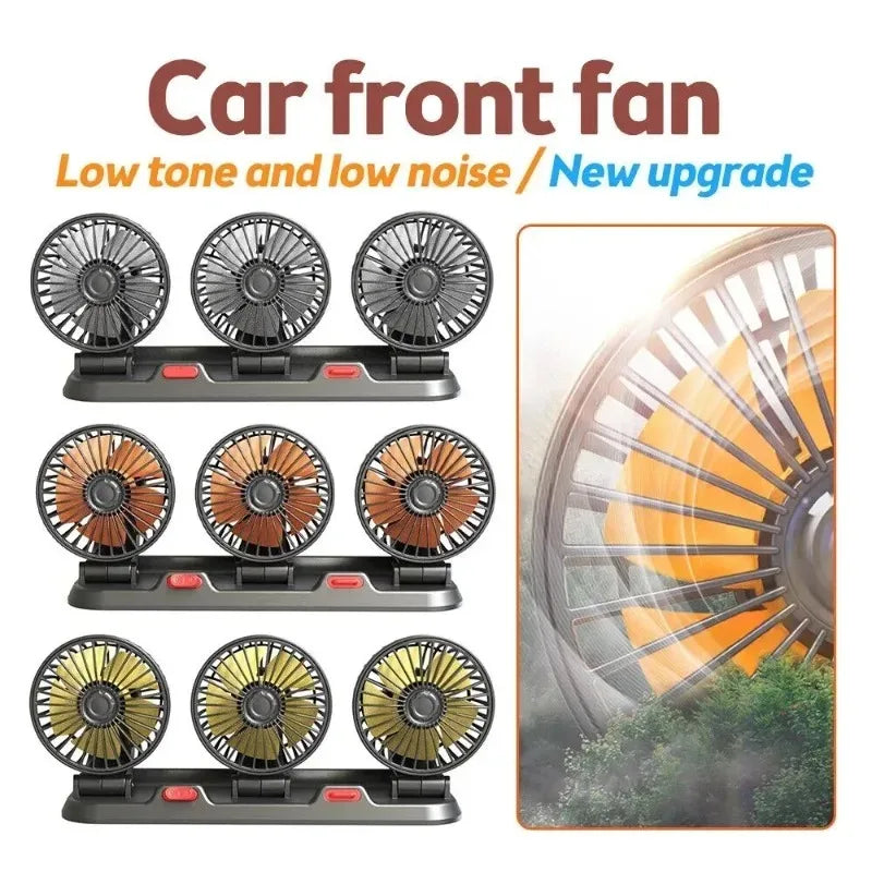 1/2/3 Head Car Fan Summer Air Cooler USB/12V/24V Adjustable 2 Speeds Silent Fan for Home Desk Of - Automotive LED Light