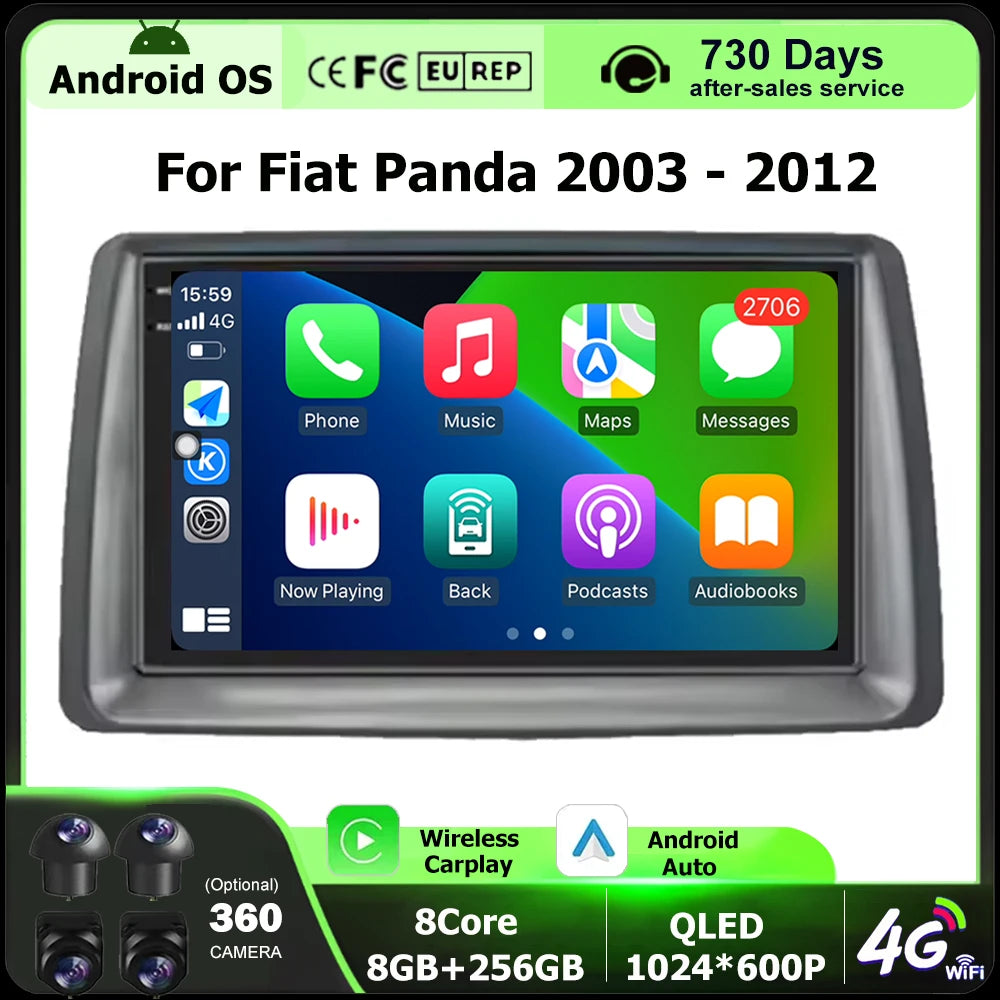 7'' Android 16 Auto For Fiat Panda 2003 - 2012 Car Radio Multimedia Player GPS Navigation