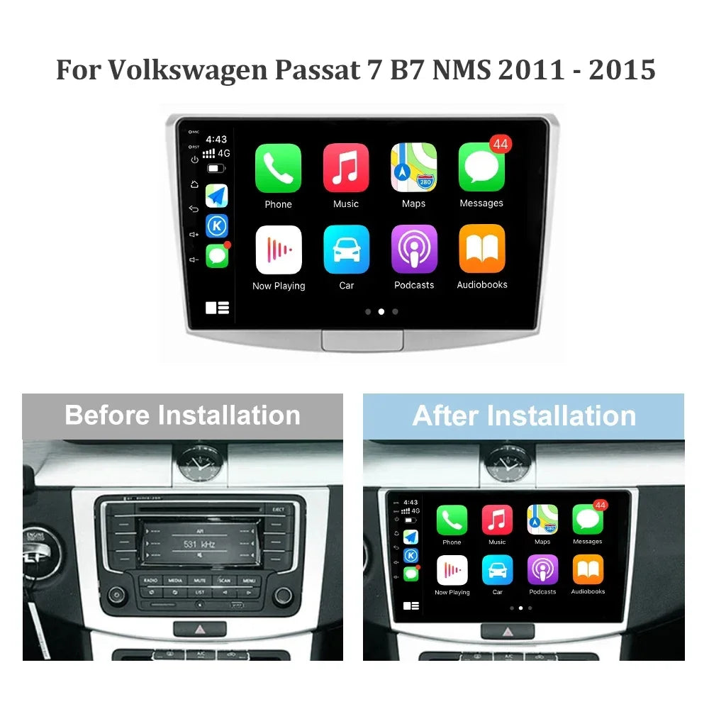 For Volkswagen Passat 7 B7 NMS 2011-2015 Android 14 Carplay Car Radio Multimedia Touch Scr