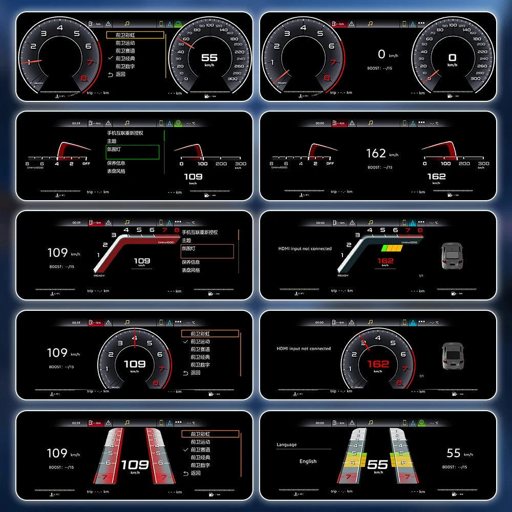 12.3" Car Digital Instrument Panel Odometer Speedometer Virtual Cluster for 2014-2022 Audi A3 - CarPlay Android Auto Hic