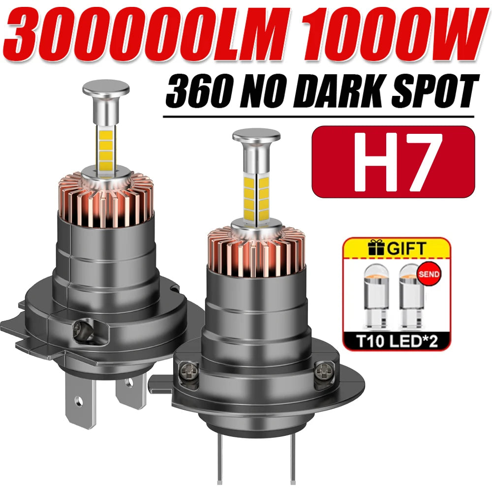 H7 LED Headlight Bulb Mini Wireless 1000W 6500K 4 Side CSP Chip For LED Car Headlamp Auto