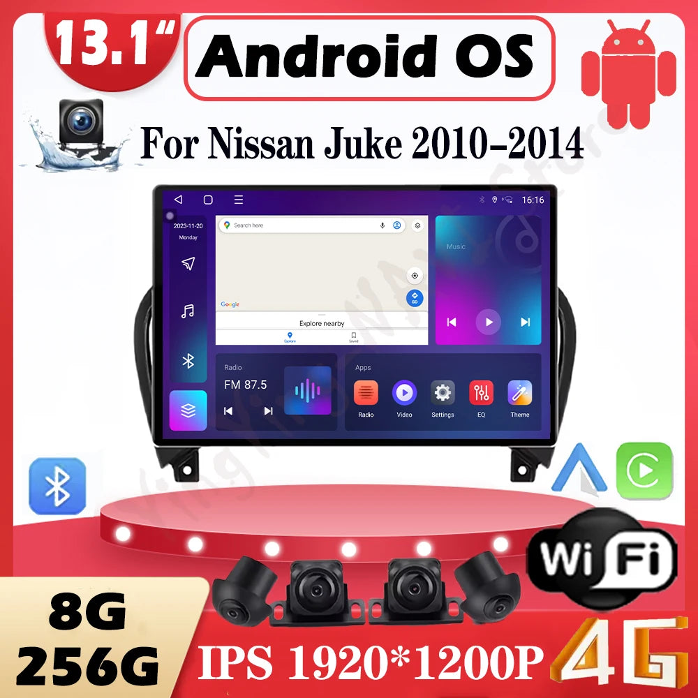13.1 lnch Android Auto Car radio For Nissan Juke 2010-2014 multimedia player 4G Autoradio