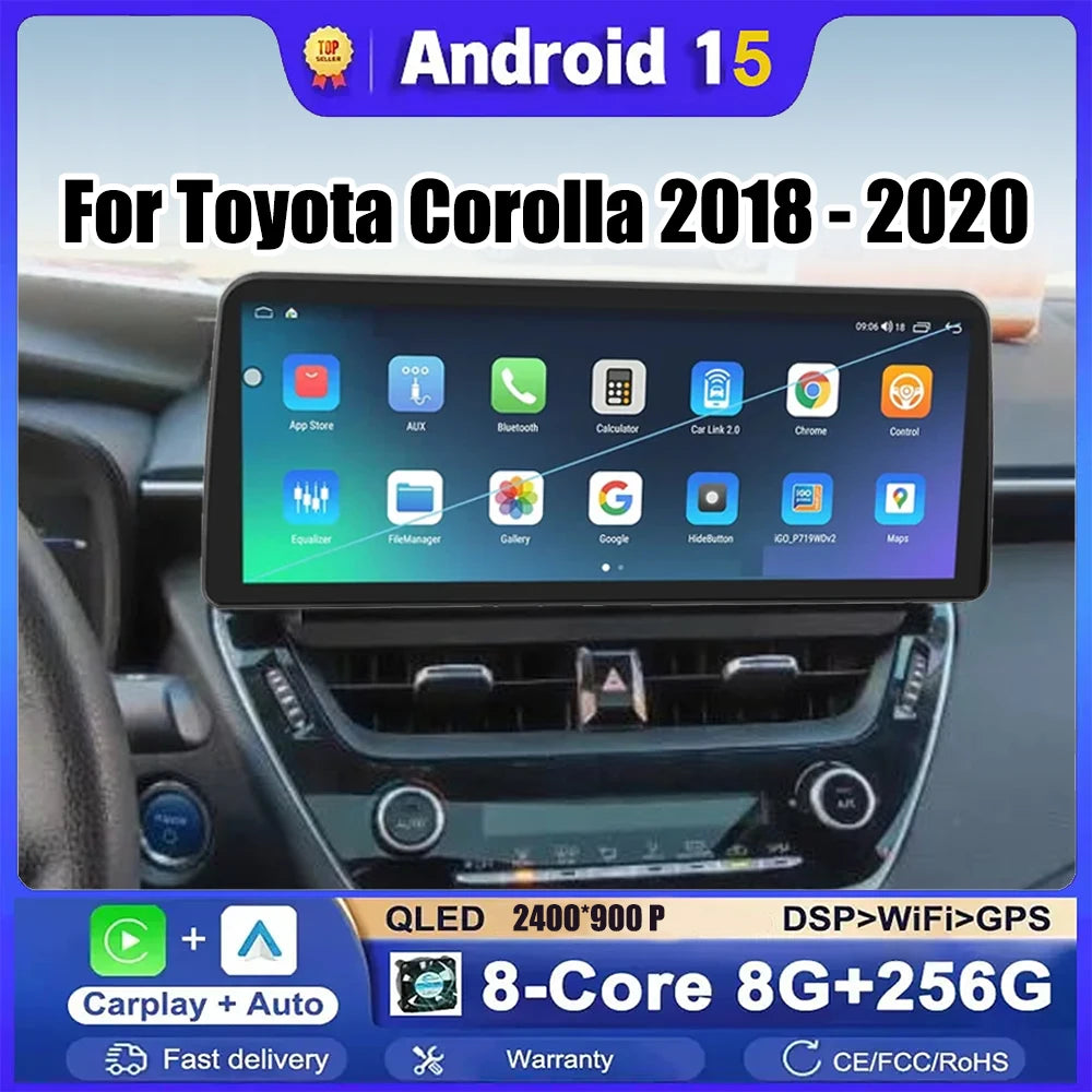 12.3 inch 2400*900 Android 15 For Toyota Corolla 2018 - 2022 Multimedia Car GPS Navigation | AUTOKITSHOP