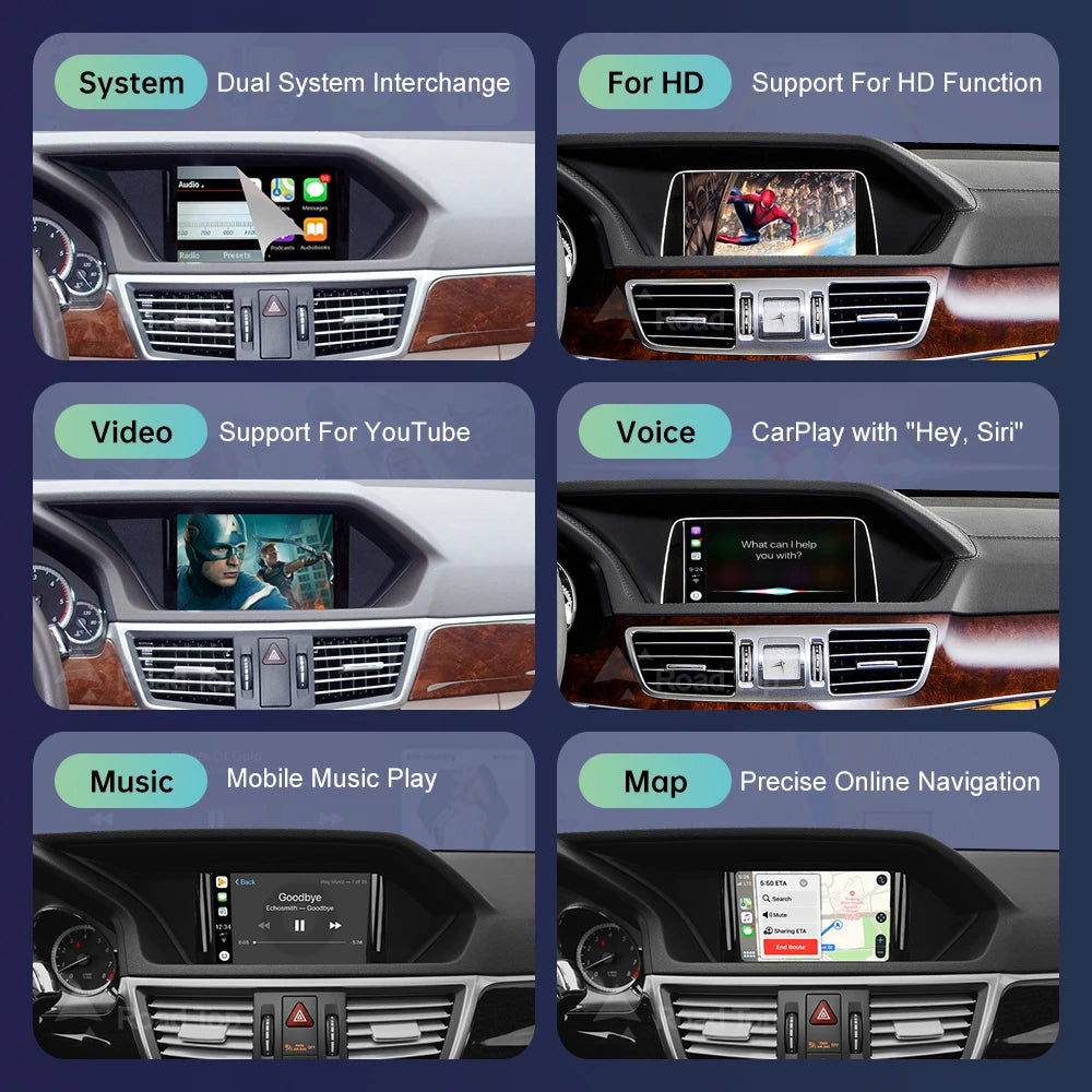 Wireless CarPlay for Mercedes Benz E Class W212 E Coupe C207 2012-2016 with Android Auto M