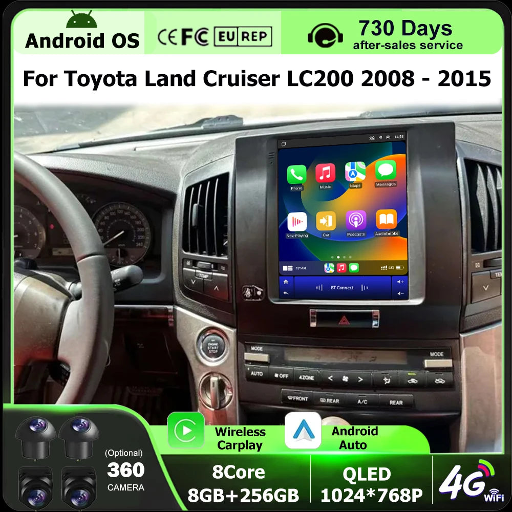 9.7 Inch For Toyota Land Cruiser LC200 2008 - 2015 Android 16 Auto Car Radio GPS Multimedi