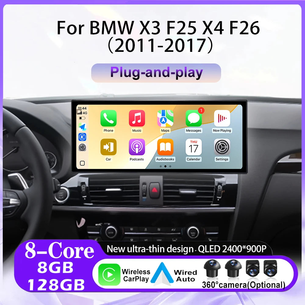 12.3 lnch Android 16 CIC / NBT System For BMW X3 F25 X4 F26 2011-2017 GPS Carplay Car Radi
