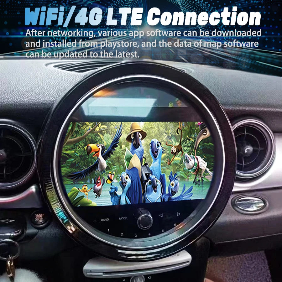 Android 15 AHD Qled Screen For BMW Mini R56 2007-2010 Car Radio GPS WIFI Video Stereo Mult
