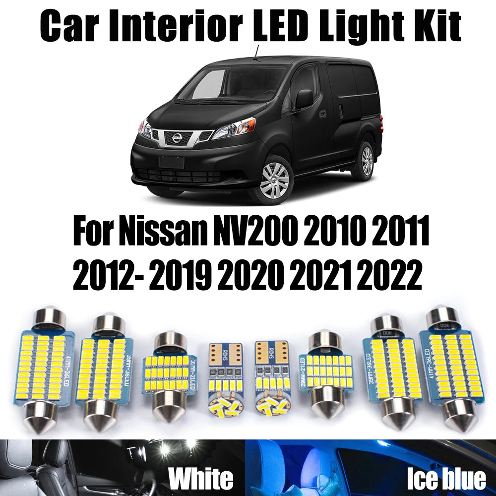 9-Piece LED Interior Light Kit for Nissan 2011-2018 - Canbus Error-Free Interior Bulbs