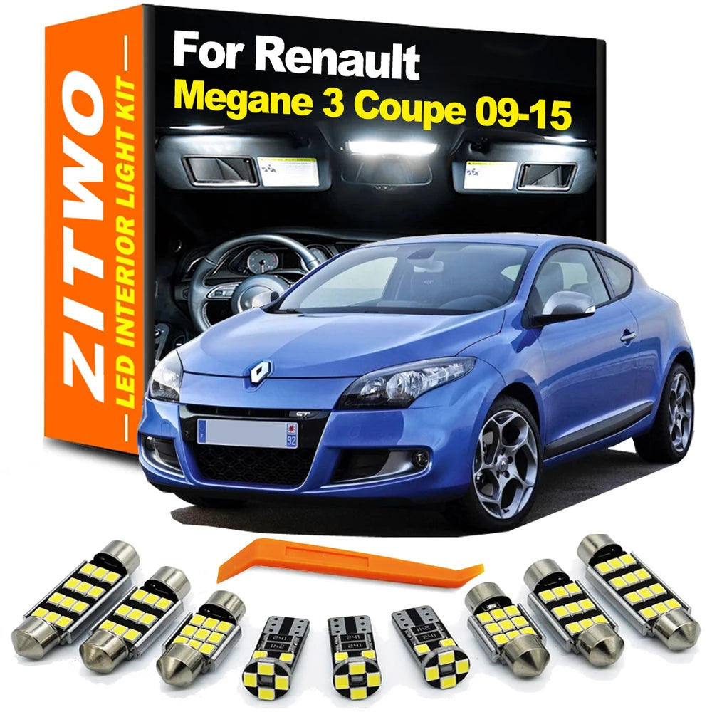 ZITWO 11Pcs LED Bulb Interior Dome Trunk Door Light Kit For Renault Megane Coupe 3 MK3 III 2009 2010 2011 2012 2013 2014 2015