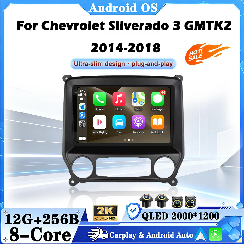 Android 16 Auto Car Radio Multimedia Video Player CarPlay For Chevrolet Silverado 3 GMTK2