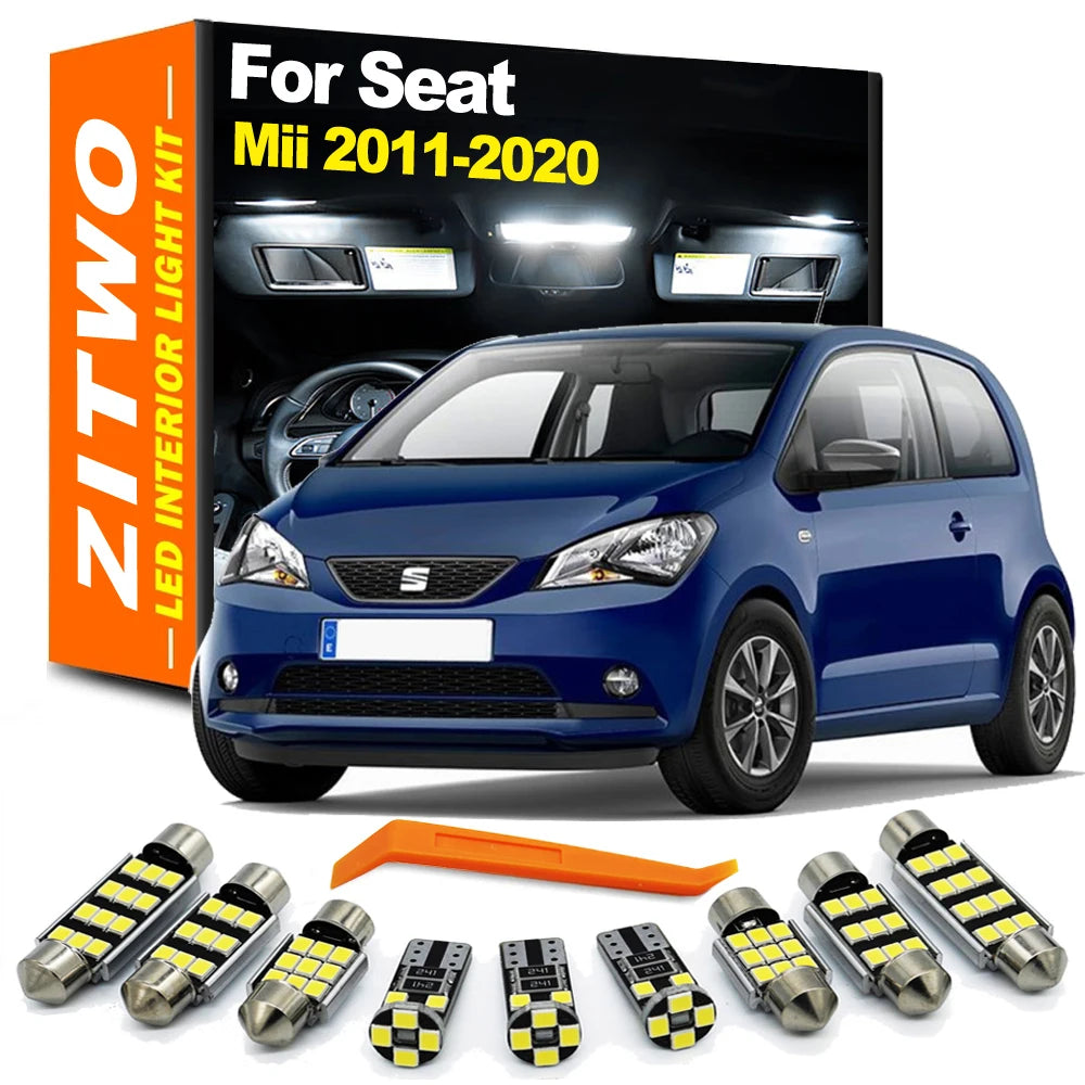ZITWO 7Pcs LED Interior Dome Map Light Kit For Seat Mii 2011 2012 - 2015 2016 2017 2018 2019 2020 Trunk Lamp Bulb Canbus
