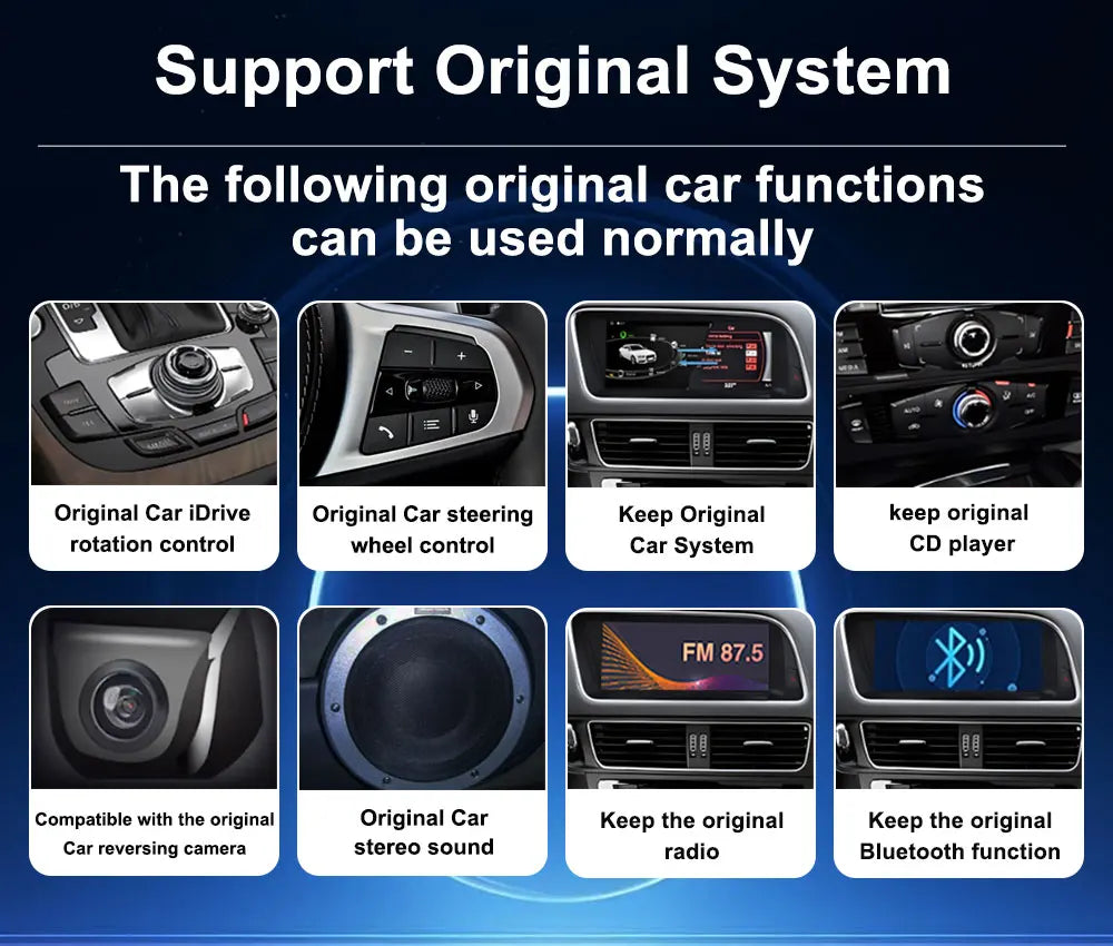 Android 16 Wireless Carplay Car Video Multimedia Radio Player for Audi Q3 2013 - 2018 GPS