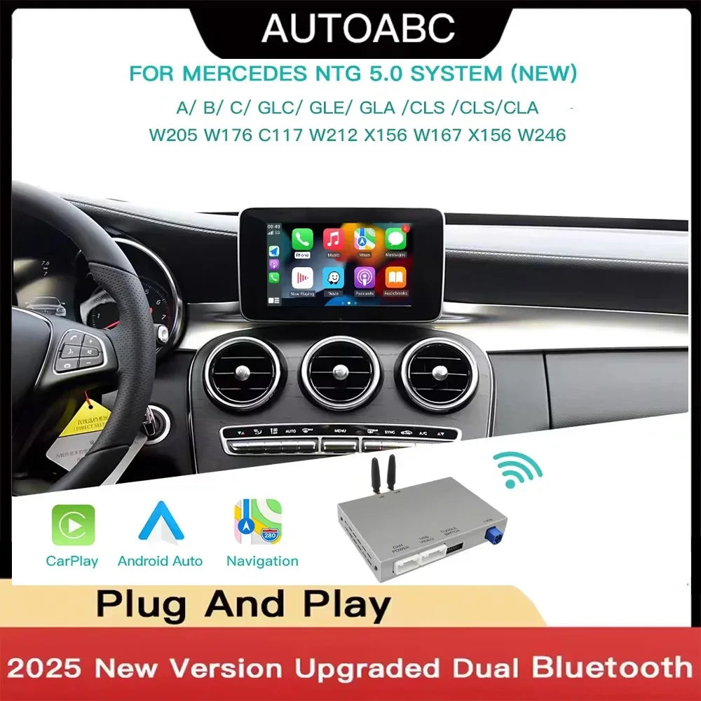 AUTOABC 2025 NEW Wireless CarPlay for Mercedes Benz GLA GLC W205, W176, C117 NTG5.0 Androi