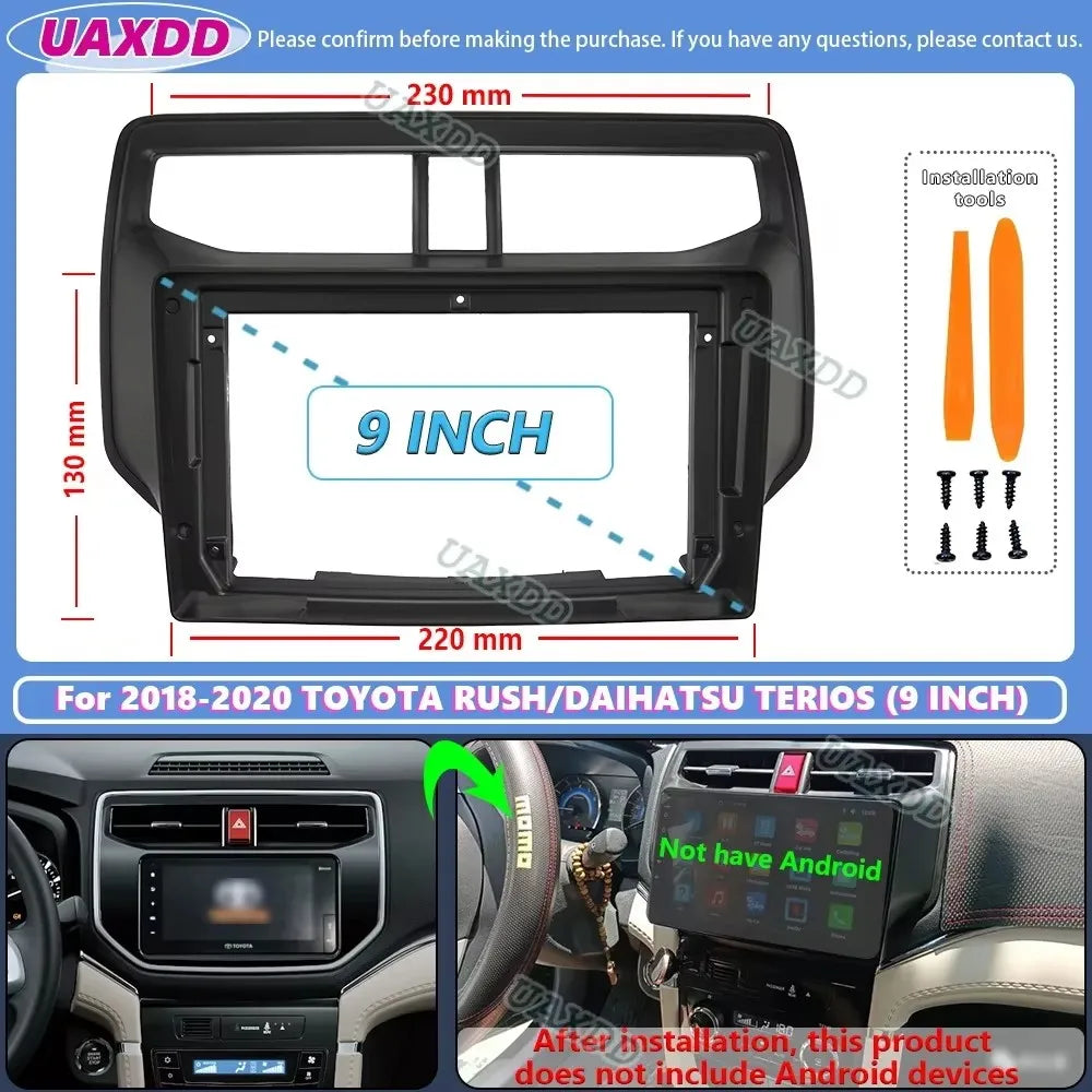 For 2018-2020 TOYOTA RUSH DAIHATSU TERIOS 9INCH 2 Din Car Android frame fascia cable video
