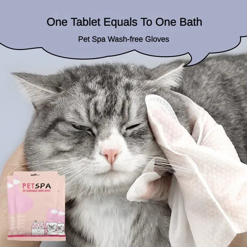 6pcs Pet Disposable Gloves Cat Dog Wipes No Rinse Washing Gloves Grooming Pet Cat Dog Ear Eye Cl - Automotive LED Light