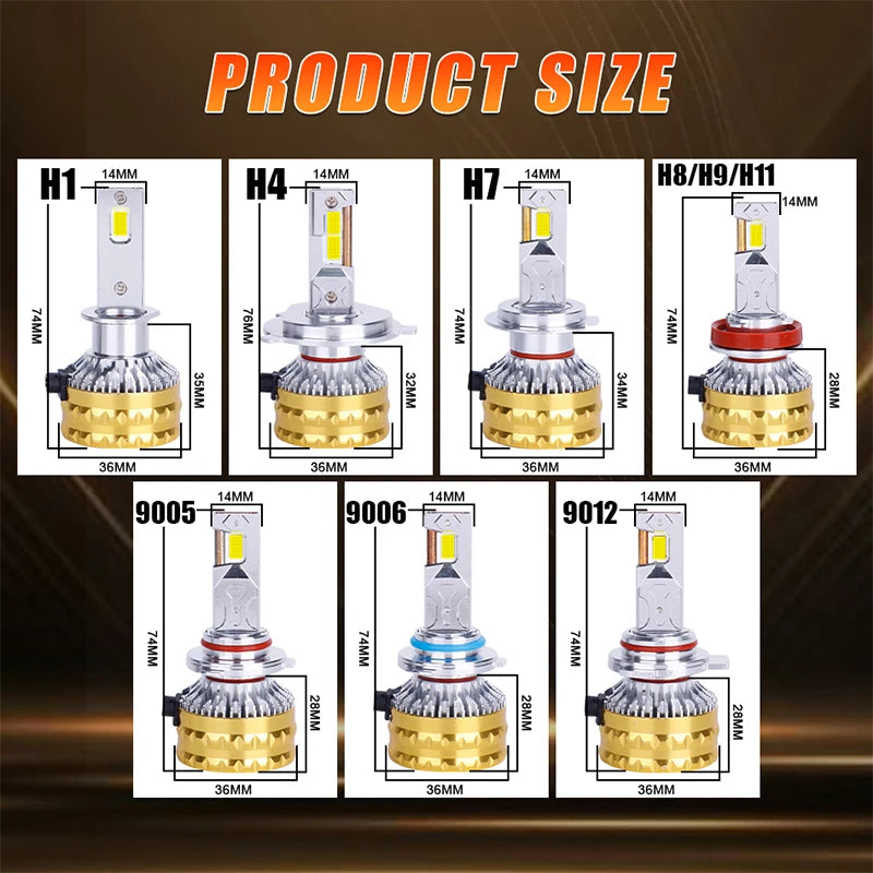 H4 H7 LED Headlight Bulbs Canbus H1 H11 H8 H9 9005 9006 9012 HB3 HB4 HIR2 9570 CSP Chips T