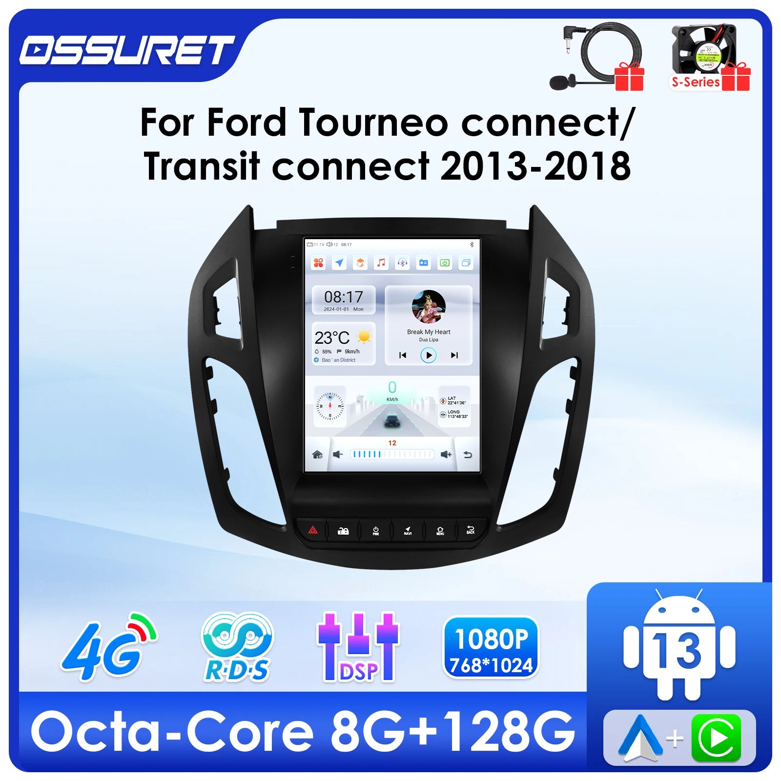 9.7"Android 13 Autoradio for FORD Transit /Tourneo Connect 2013-2018 multimedia player Car