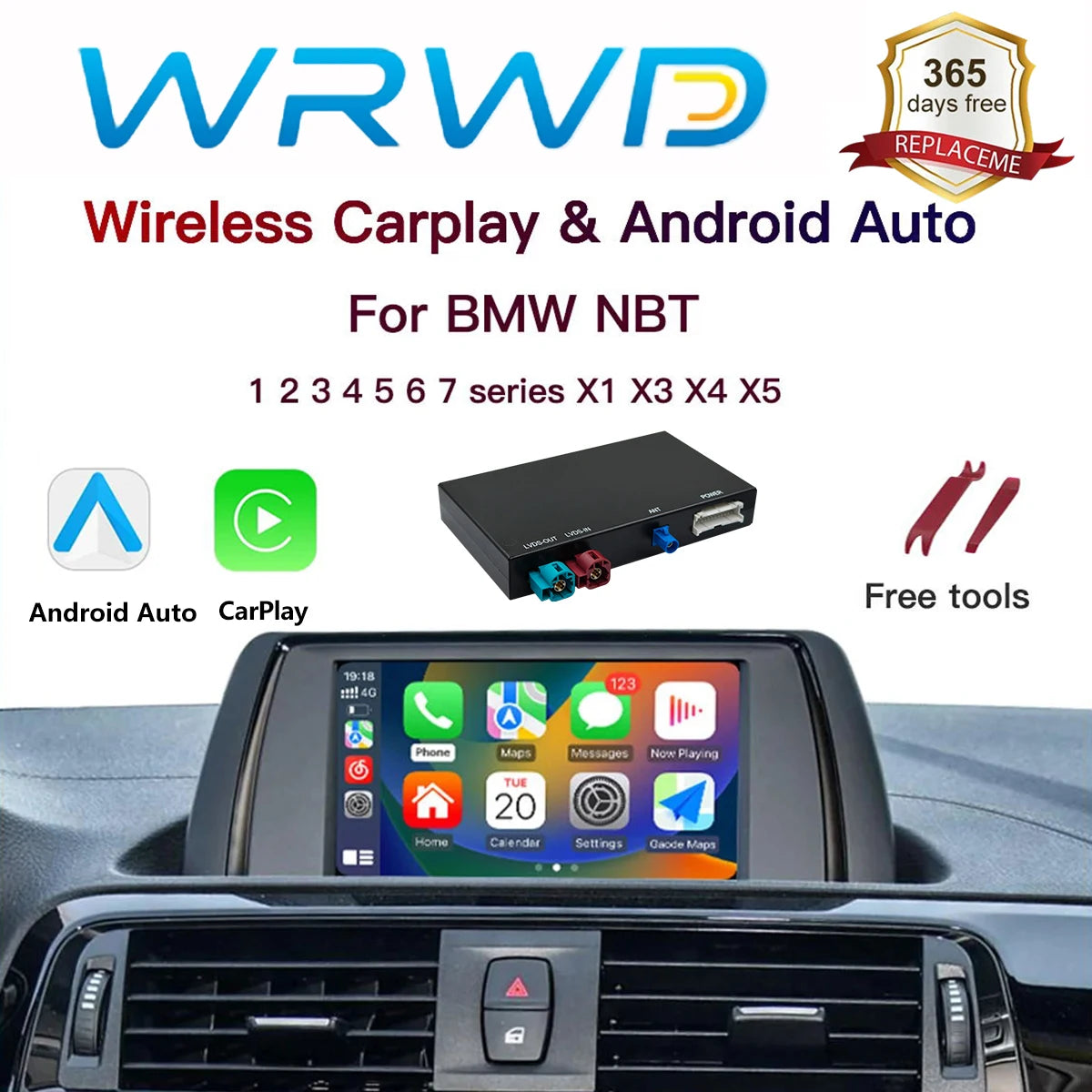 Wireless CarPlay Android AUTO for BMW NBT/CIC System 1 2 3 4 5 6 7 Series X1 X3 X4 X5 X6 M