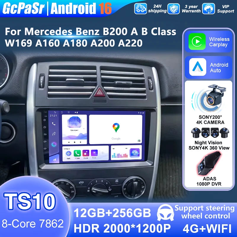 For Mercedes-Benz B200 A B Class W169 A160 A180 A200 A220 2009-2012 Car Radio Multimedia P