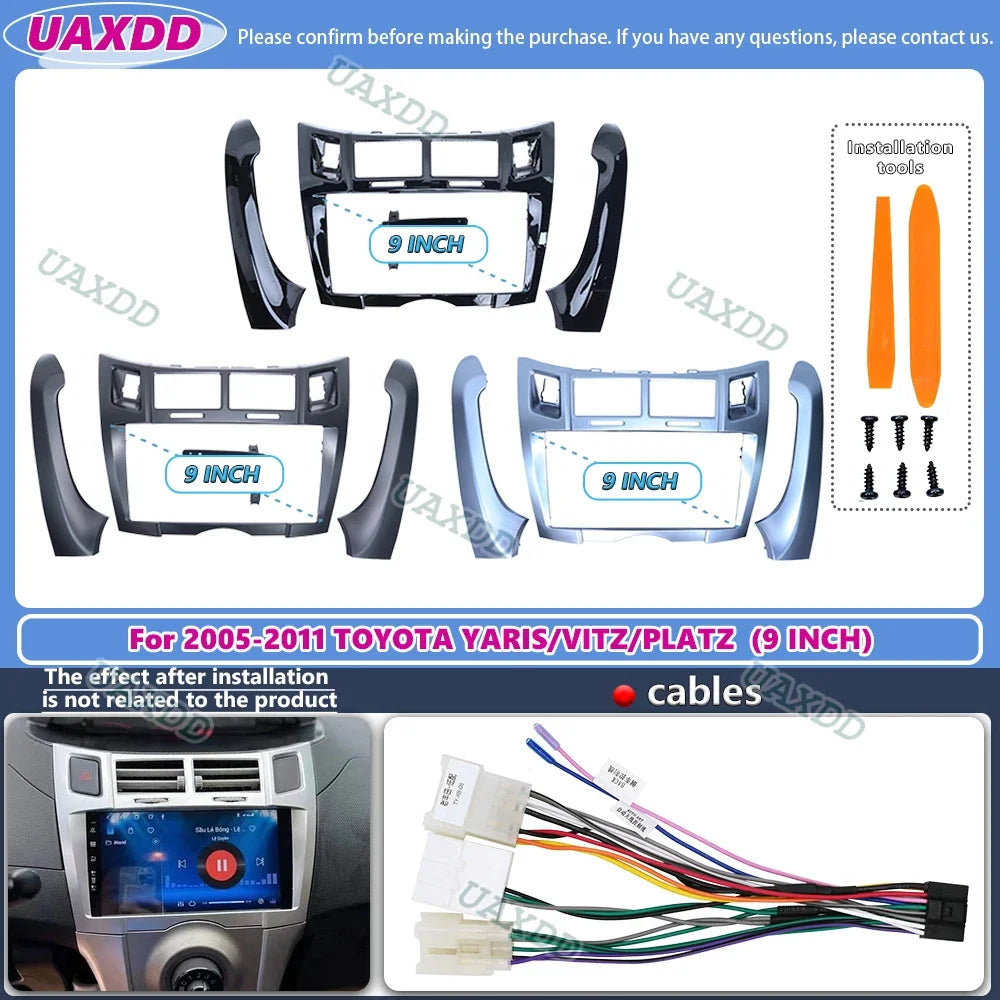 For 2005-2011 Toyota Yaris Vitz Platz 9inch 2 Din Car stereo radio Android frame panel fas