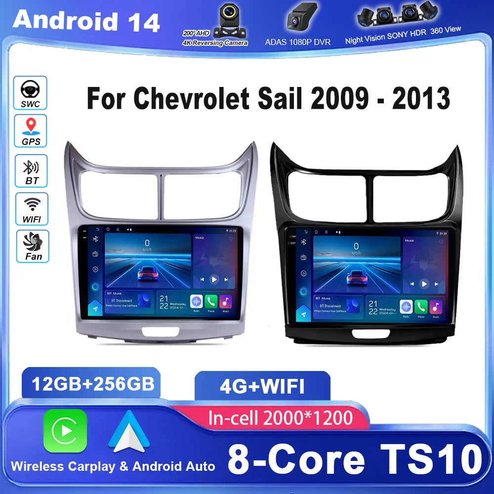 Android 14 For Chevrolet Sail 2009 2010 2011 2012 2013 Car Radio Multimedia GPS Navigation