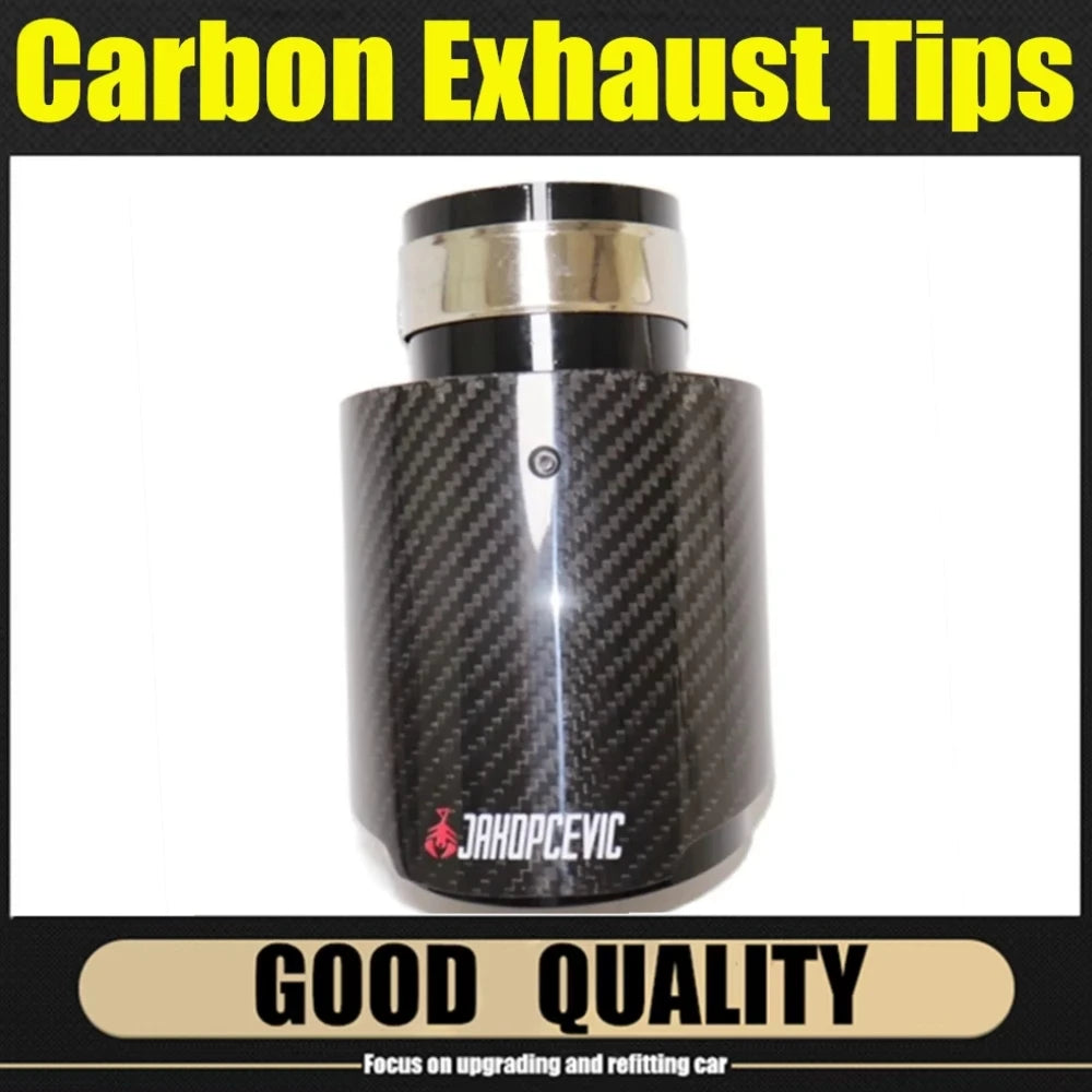 1Piece Car Accessories Exhaust Tip Glossy Carbon Fiber Black Tailpipe Muffler Tip Exhaust System - Automotive LED Light