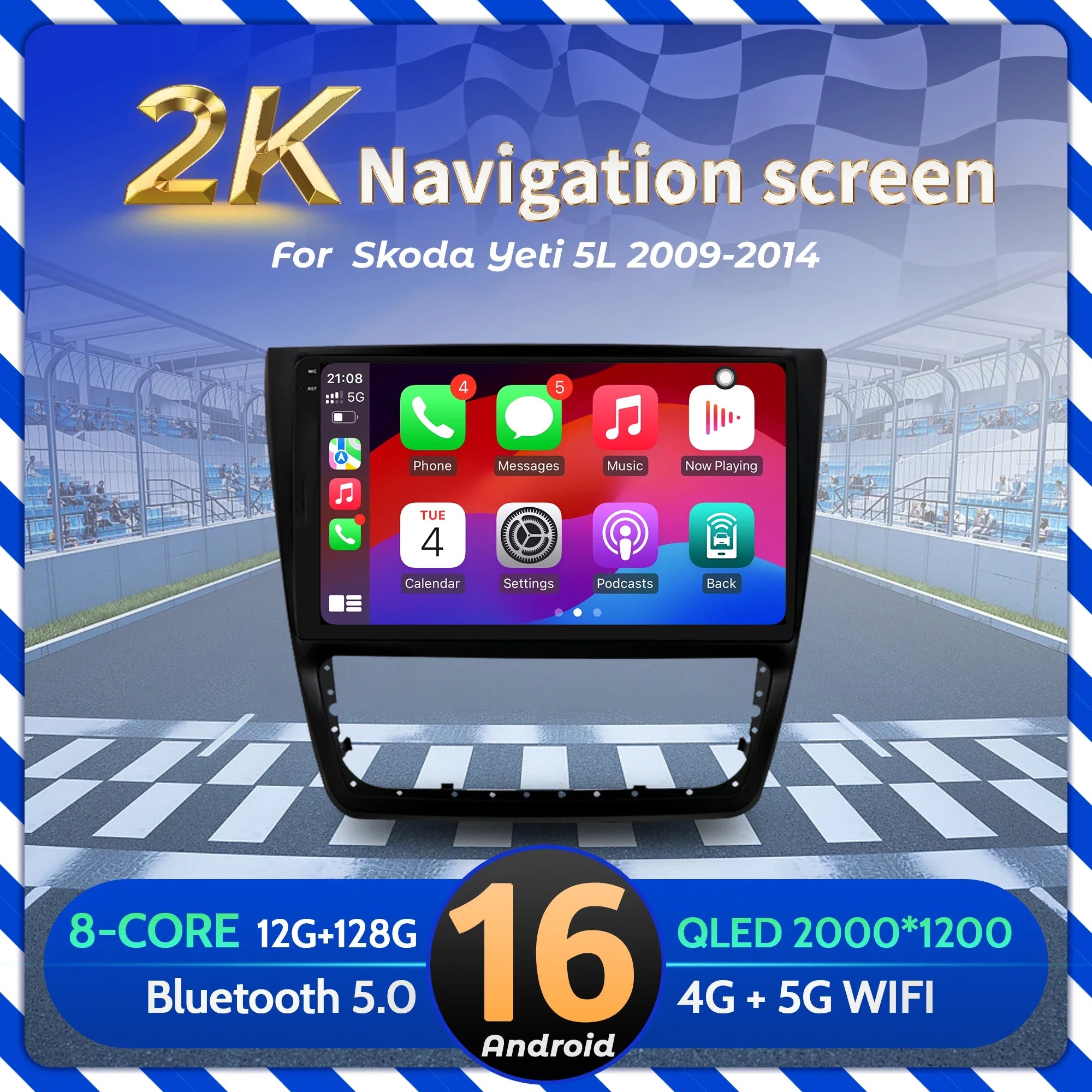 10inch Car Radio Android 16 For Skoda Yeti 5L 2009 2011 2012 2013 2014 BT Carplay Multimed