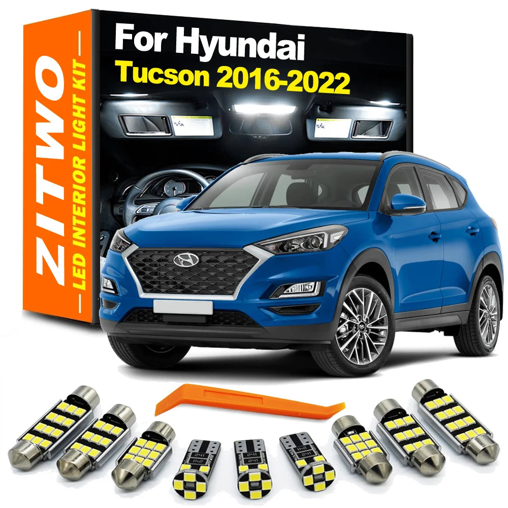 ZITWO 13Pcs LED Interior Dome Reading Light Kit For Hyundai Tucson 2016 2017 2018 2019 2020 2021 - Canbus LED Car Light