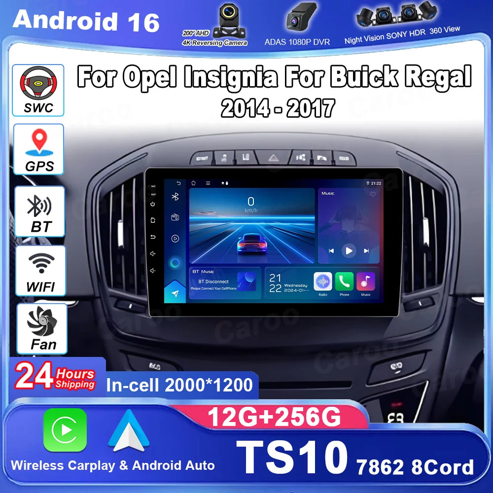Android 16 Carplay Auto Car Radio For Opel Insignia For Buick Regal 2014 - 2017 Car Multim