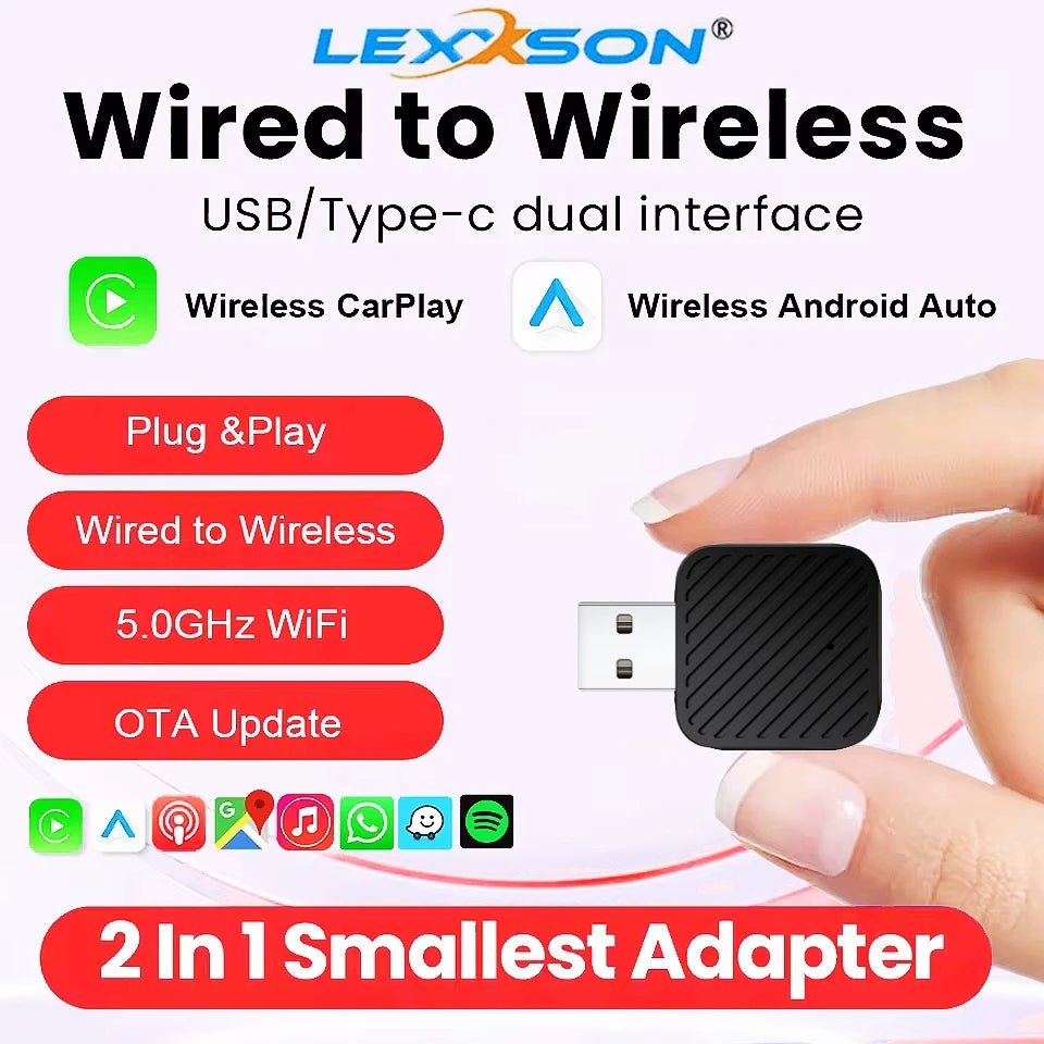 2 in 1 AI Box Mini Adapter Wired to Wireless Carplay&Android Auto Compatible with 99% of C | AUTOKITSHOP