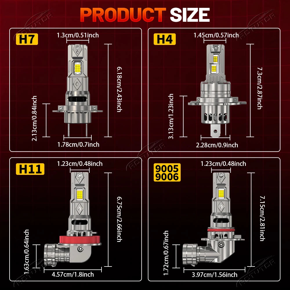 H7 LED Headlight Bulb Mini Wireless 6800W 9800000LM 6000K for Car Headlamp Auto Diode Lamp