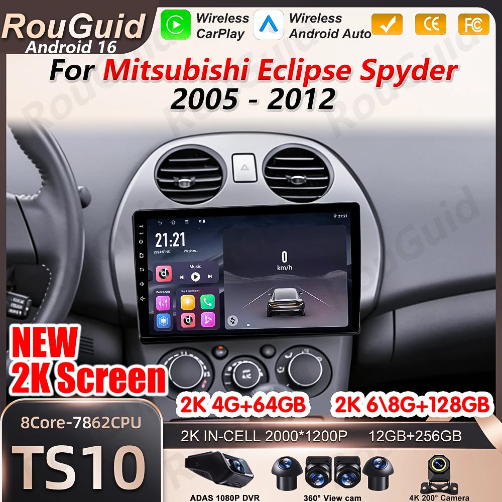 Android 16 Auto Carplay Car Radio For Mitsubishi Eclipse Spyder 2005 2006 2007 2008 -2012  | AUTOKITSHOP