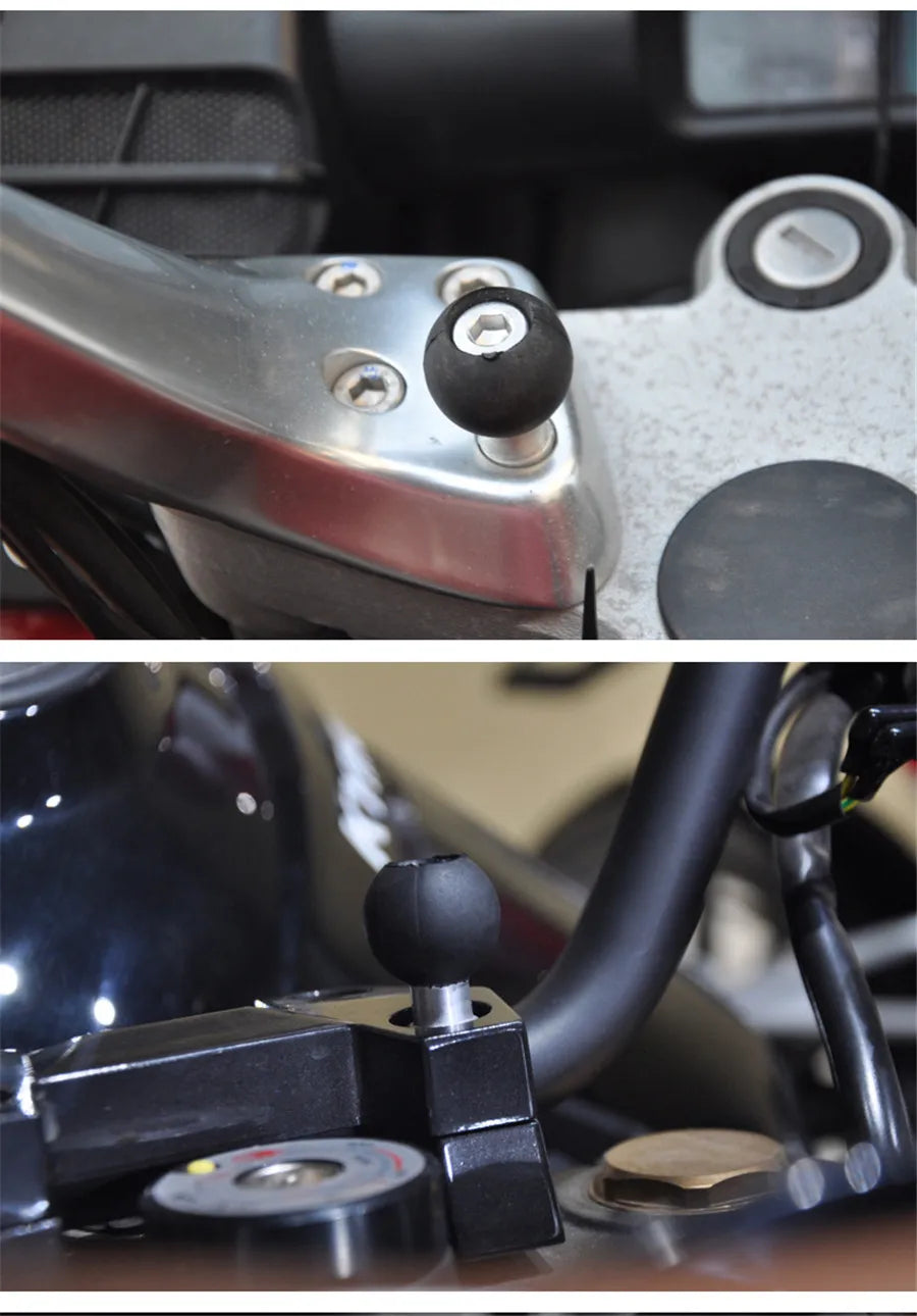 Motorcycle Handlebar Clamp Base Set - 1" Rubber Ball & M8 Screws Included
