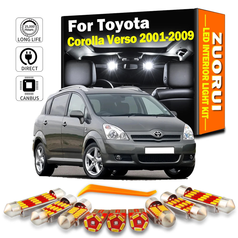 LED Interior Light Kit for Toyota Corolla Verso 2001-2004 - Canbus Dome Map Door Trunk Bulbs | AUTOKITSHOP