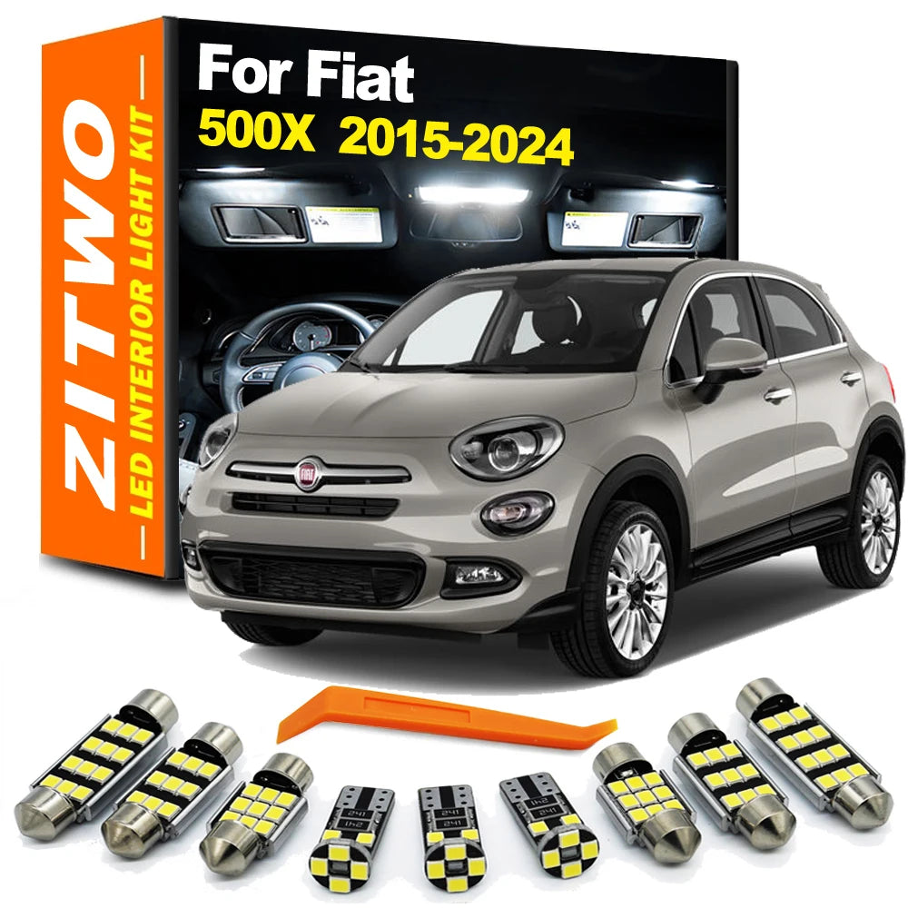 ZITWO 10Pcs LED Interior Light Dome Reading Map Trunk Bulb Kit For Fiat 500X 2015 2016 2017 2018 2019 2020 2021 2022 2023 2024