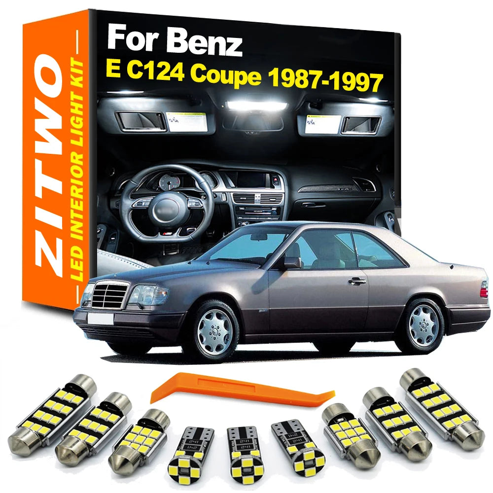 ZITWO 12Pcs Canbus For Mercedes Benz E Class C124 Coupe 1987-1997 LED Interior Dome Map Trunk License Plate Light Kit Car Bulbs