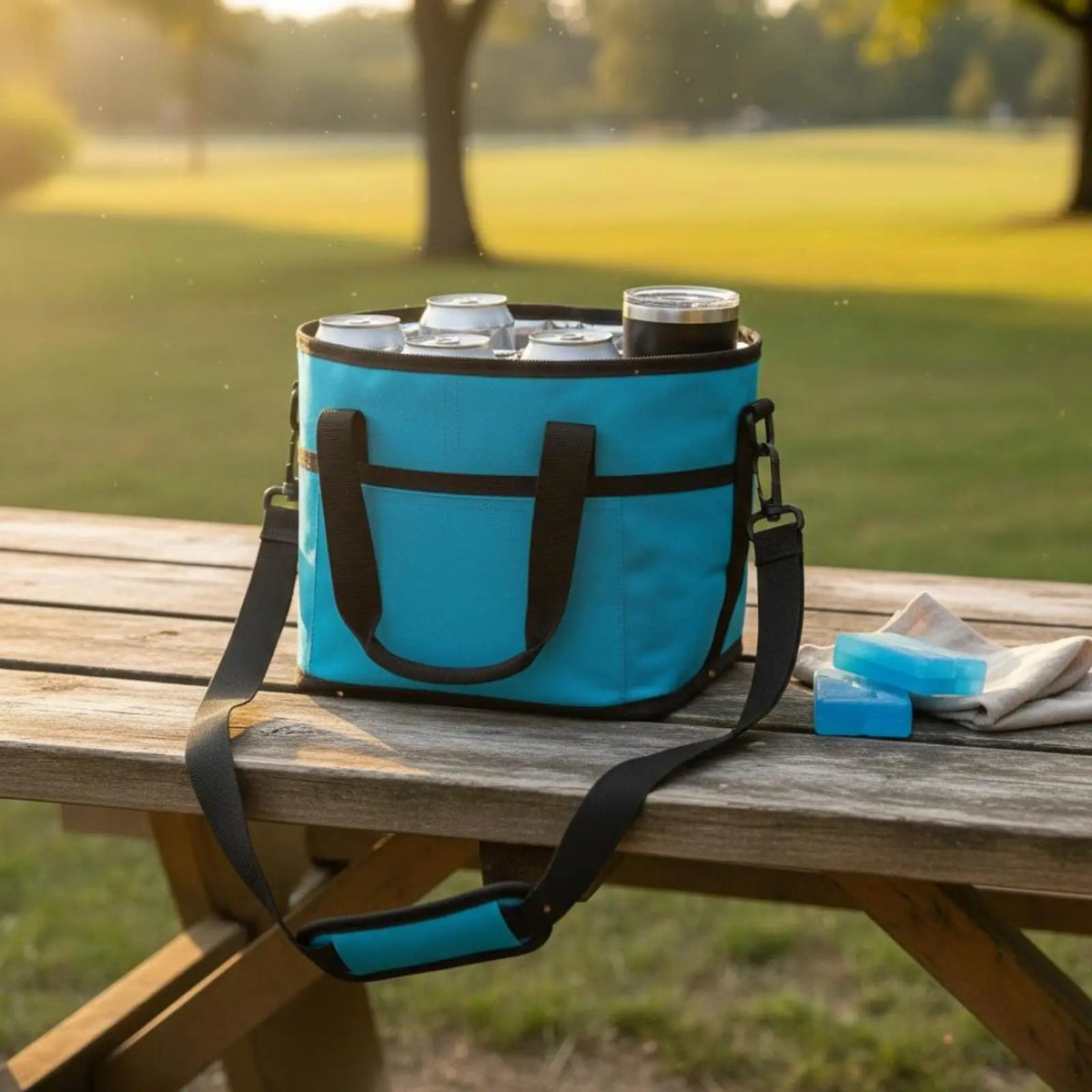 Versatile Car Drink Carrier Storage Handbag with Multiple Compartments for Family and Group Trav - Automotive LED Light