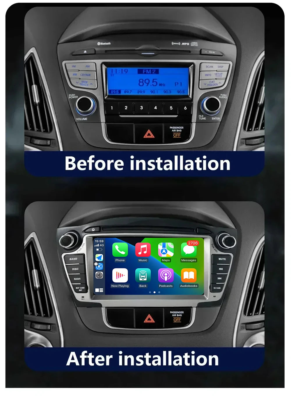 Android 16 For Hyundai IX35 Tucson 2009-2015 Radio Carplay Car Multimedia Player Auto Navi