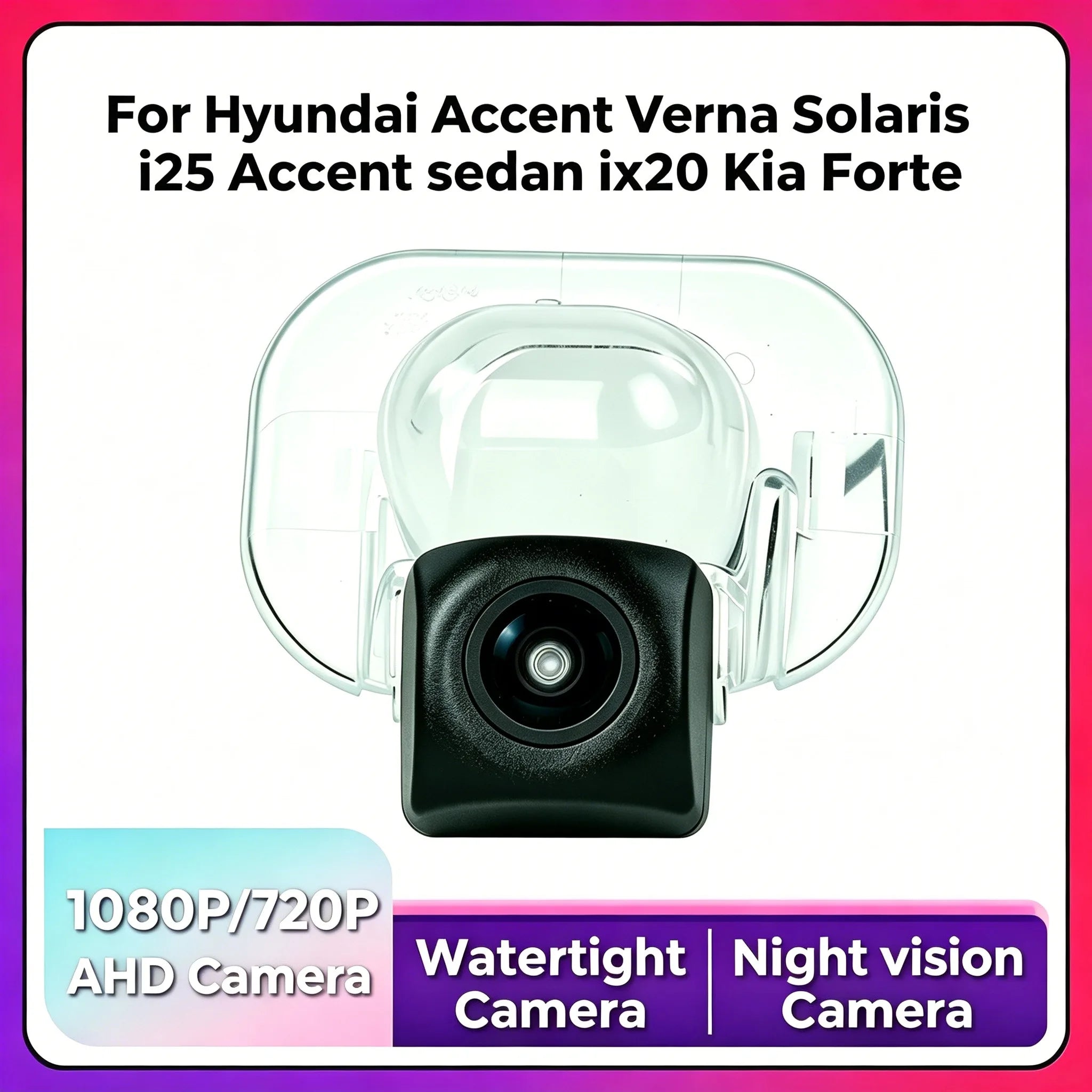 170° AHD Car Rear Camera Fisheye Lens With Bracket Watertight For Hyundai Accent Verna Sol