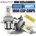 BULLVISION H4 LED Headlights 1:1 Mini Motorcycle Lamps High Low Beam Wireless Turbo Fan 18