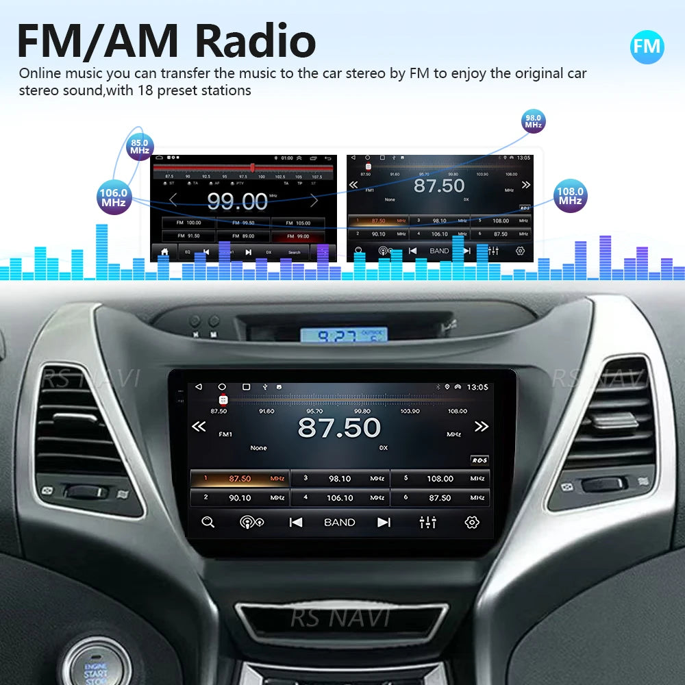 Android 16 Carplay Auto Qualcomm 2K QLED Screen Car Radio Player For Hyundai Elantra 2014-