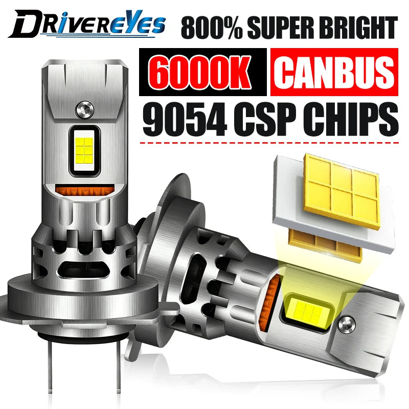 Drivereyes H7 LED Headlight Canbus No Error 12PCS 9054 CSP Car Headlamp 1: 1 Size Mini Dio